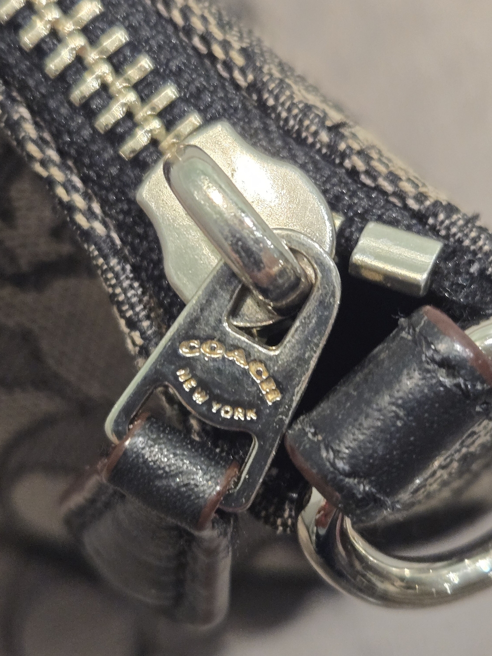 Coach Signature Small Kelsey Satchel Handbag Canvas Gray Black Purse Top Handles - Picture 8 of 16